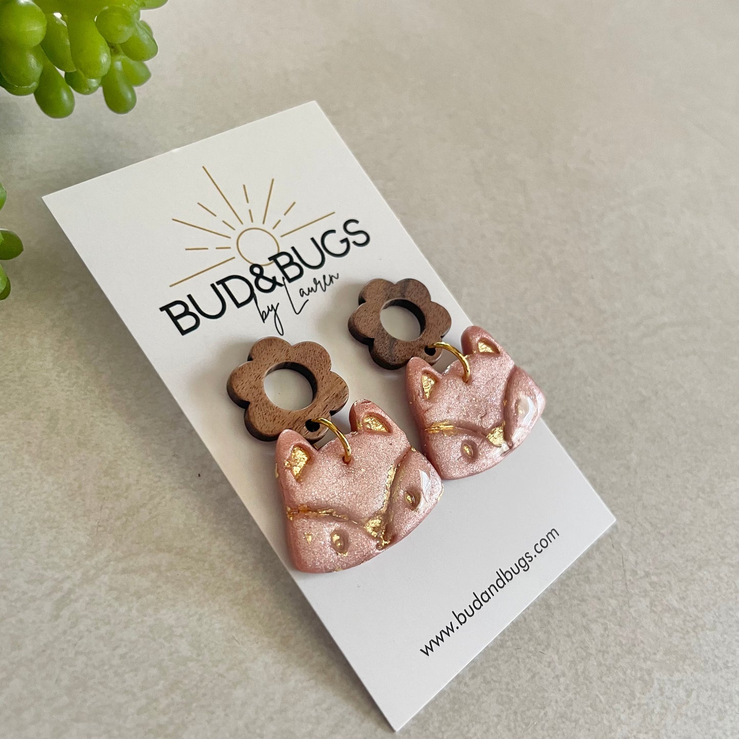 Floral Fox Drop Earrings