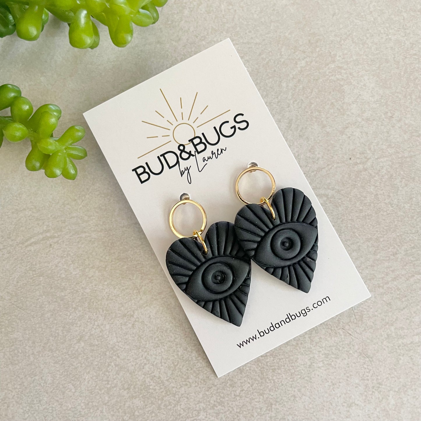 Black Evil Eye Drop Earrings