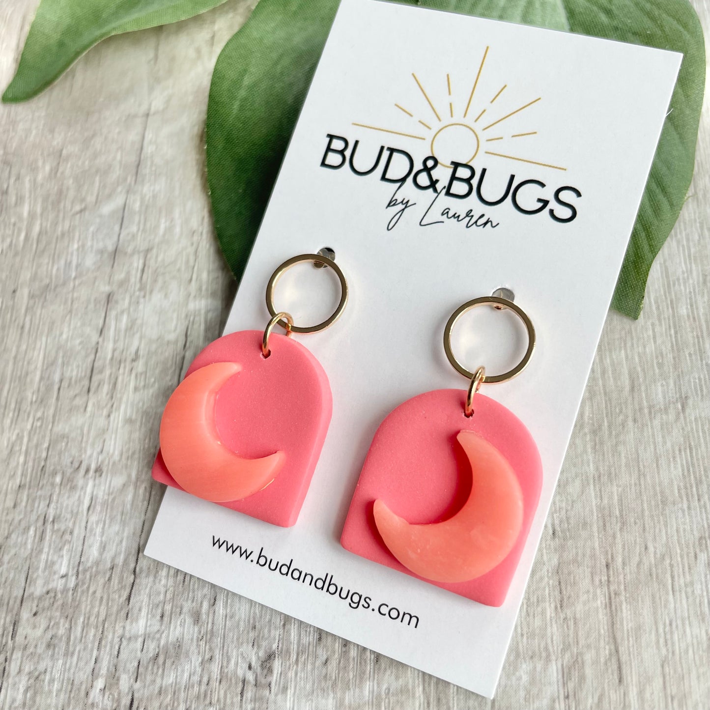 Polymer Clay Moon Drop Earring