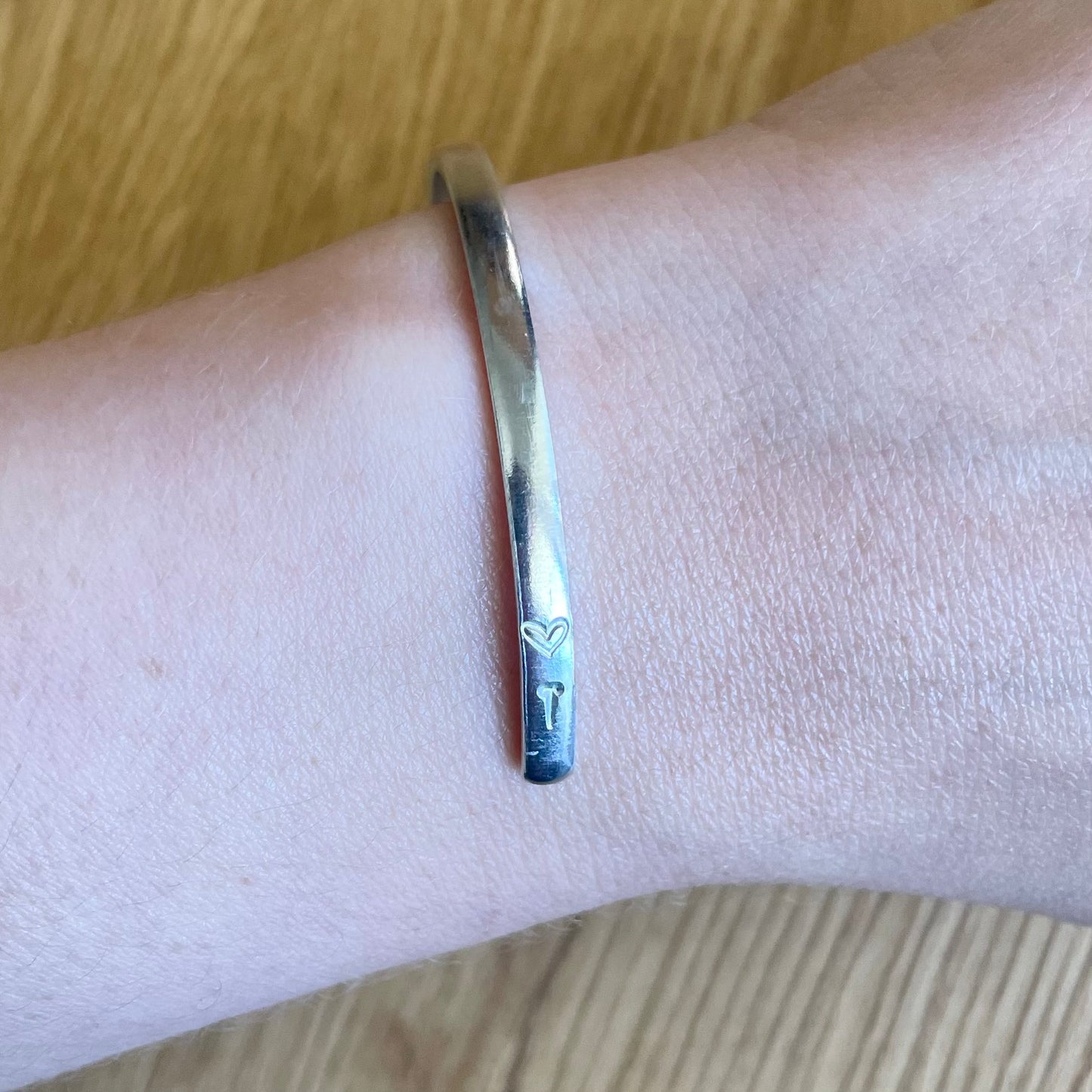 Initial Heart Cuff Bangle