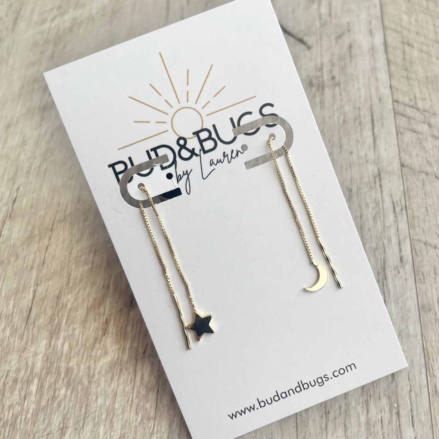 Moon and Star Thread Earrings