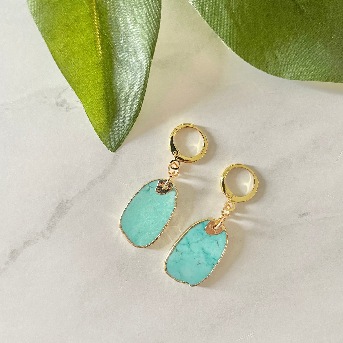 Turquoise Charm Huggie
