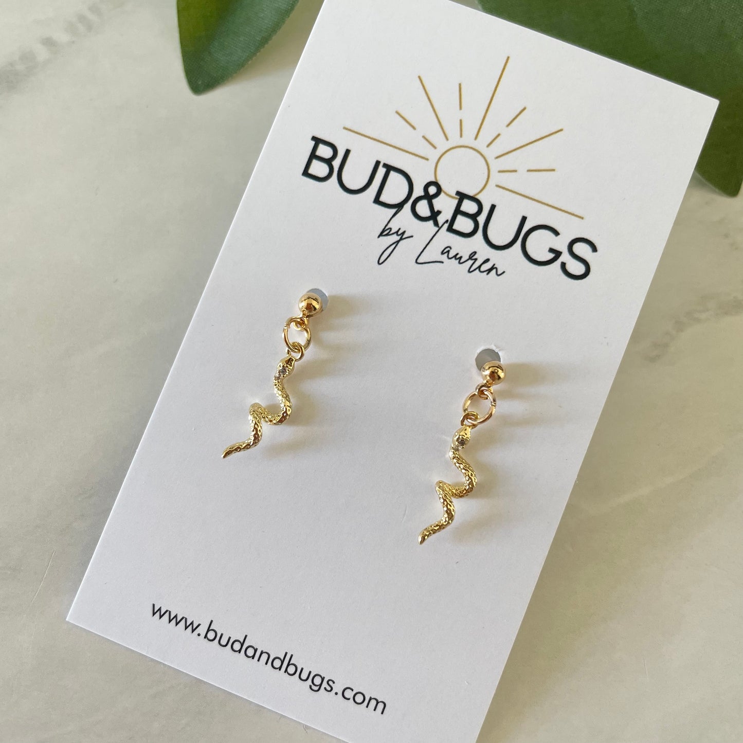 Gold Snake Drop Earring