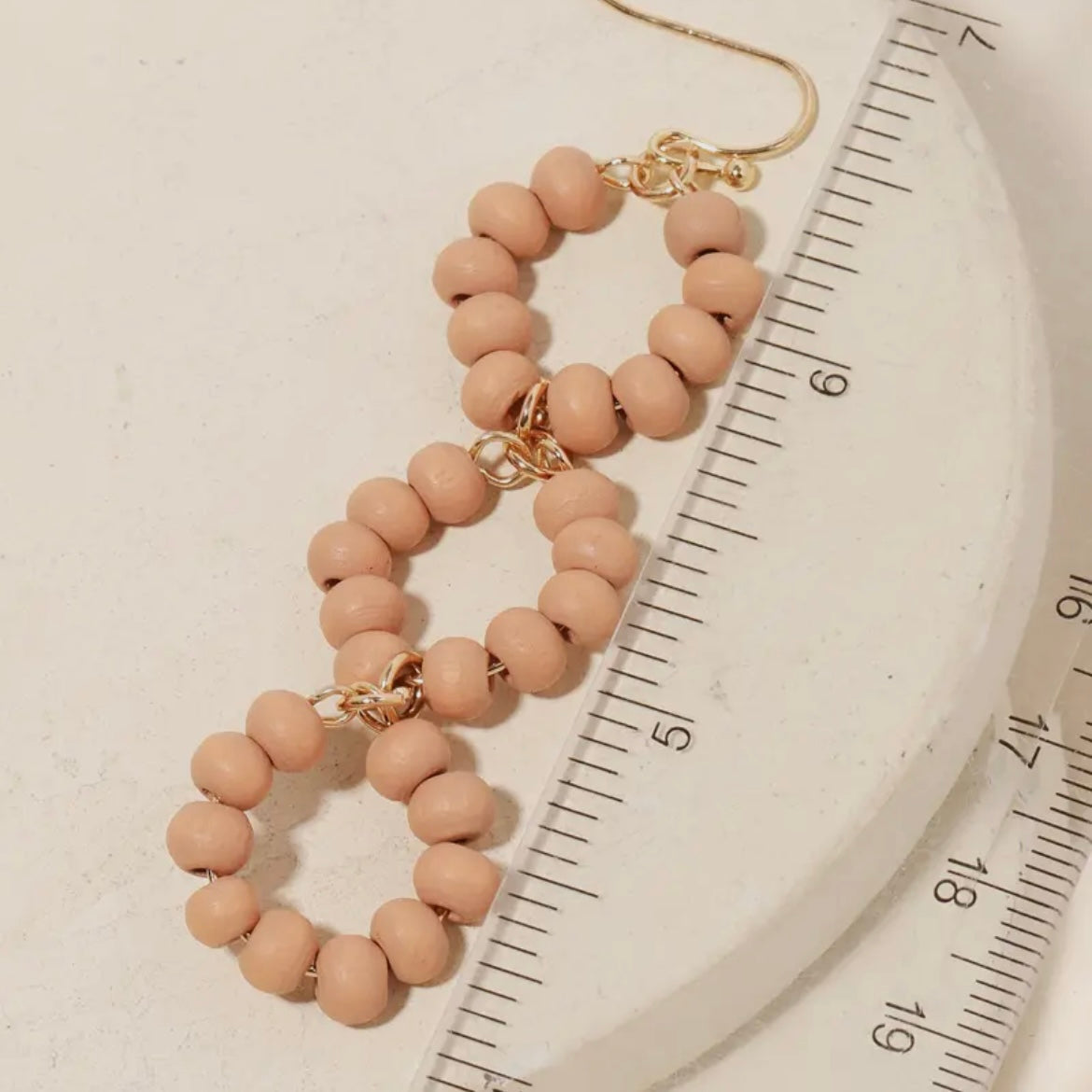 Magenta Wooden Beaded Dangle Earring