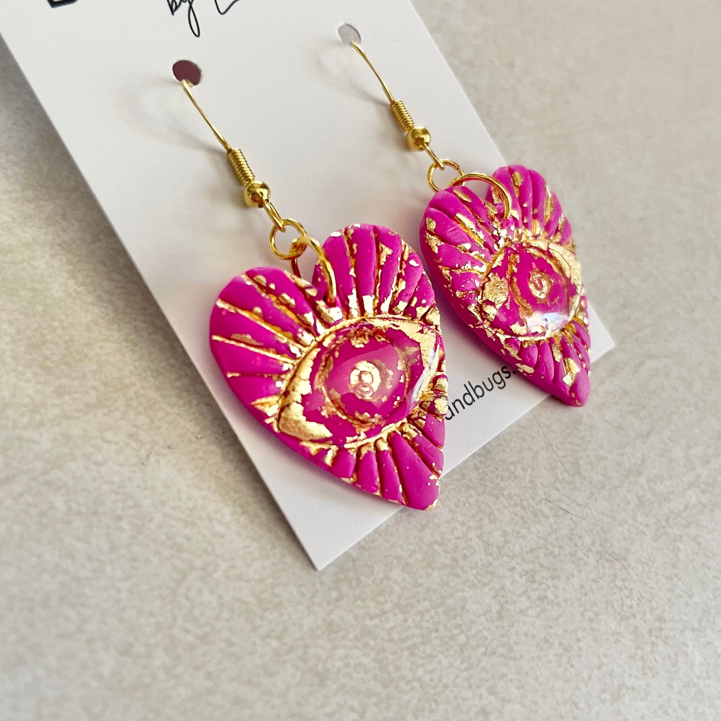 Fuchsia & Gold Evil Eye Dangles