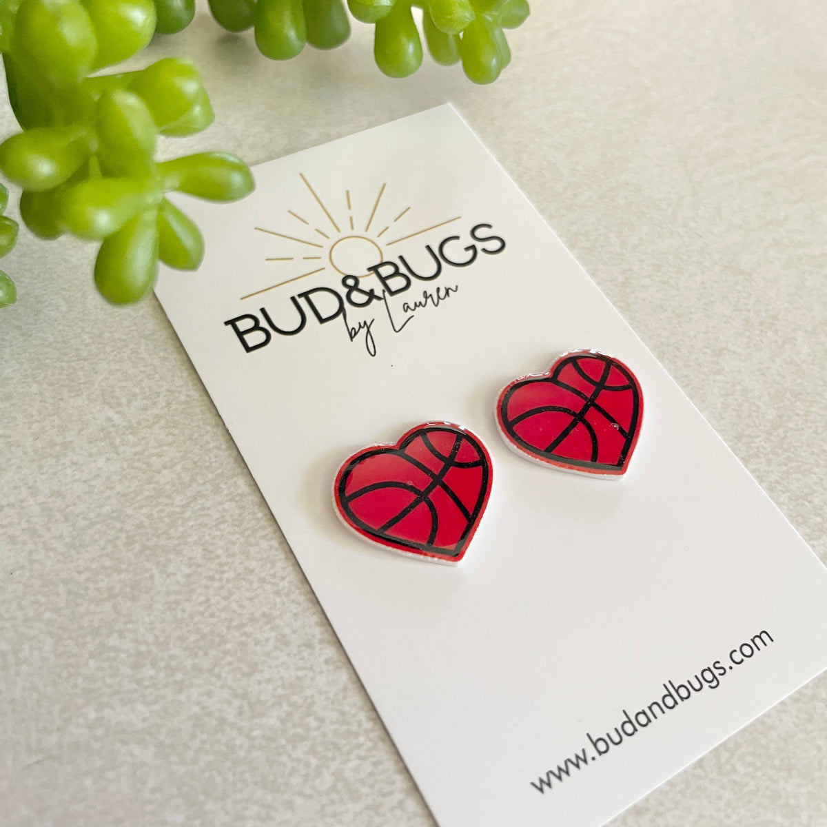 Basketball Heart Studs