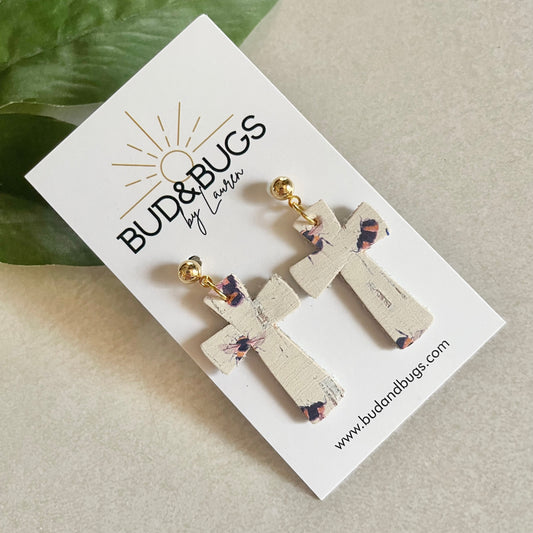 Cross Bumble Drop Earrings