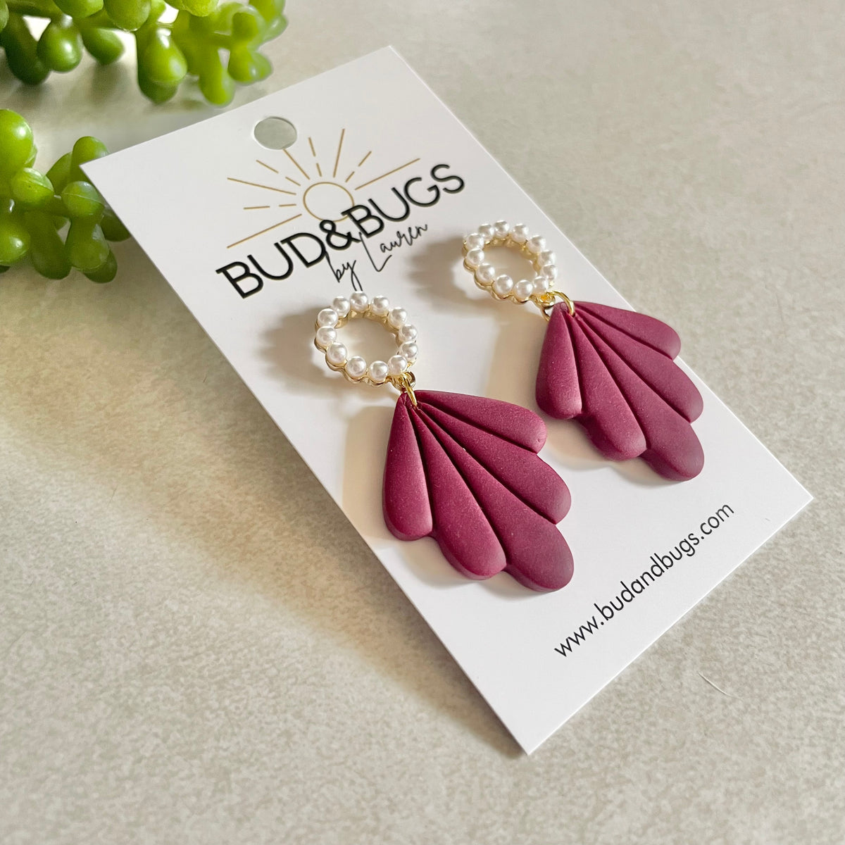 Pearl Plum Drop Earrings
