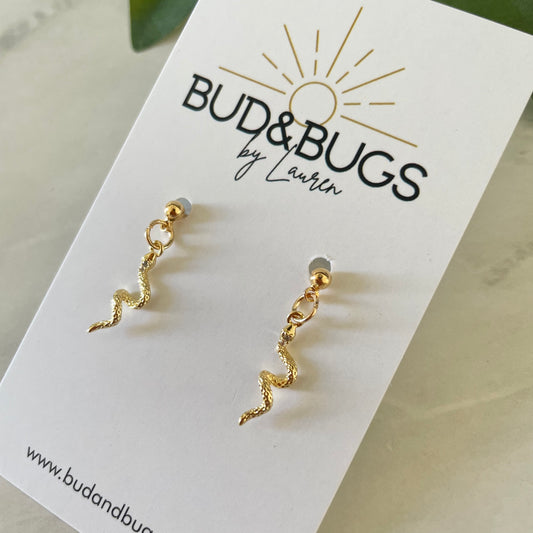 Gold Snake Drop Earring