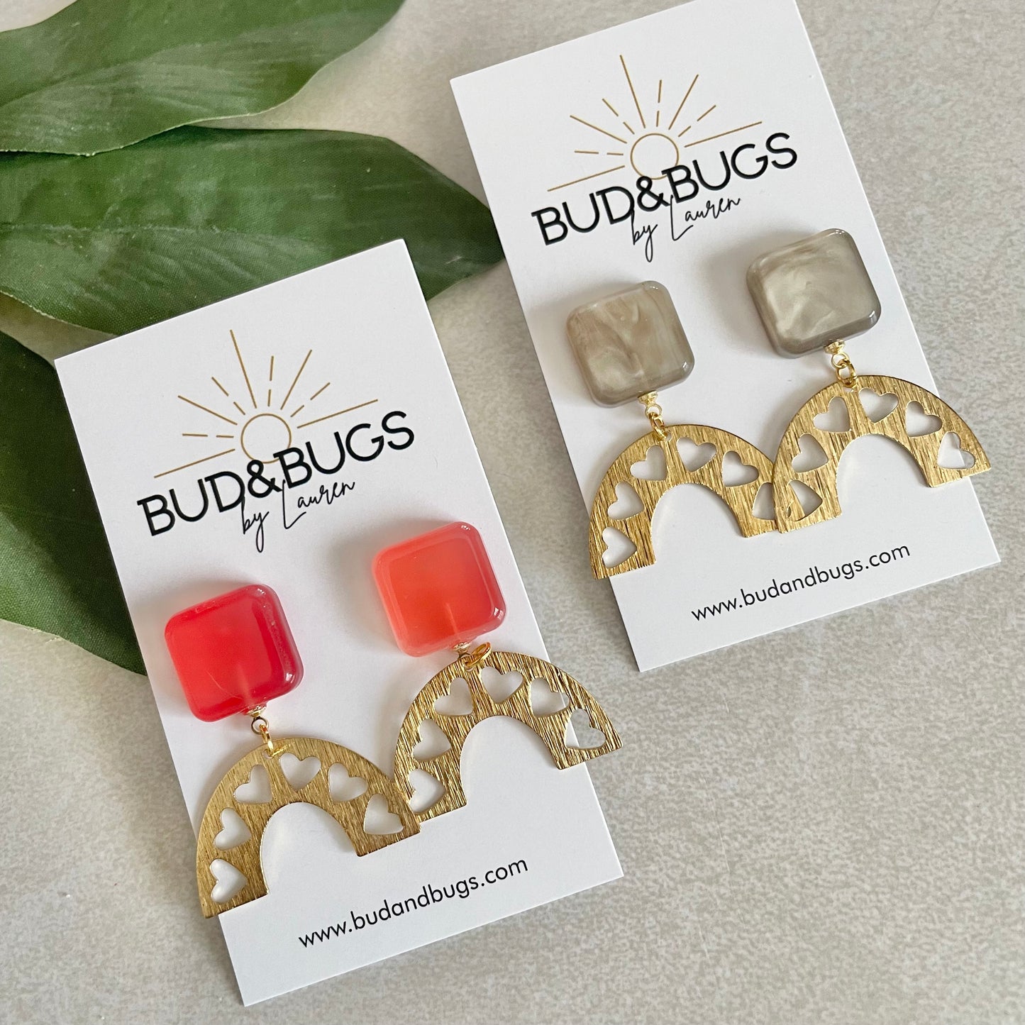 Gold Arch Heart Earrings