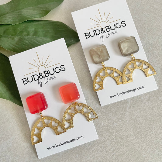 Gold Arch Heart Earrings