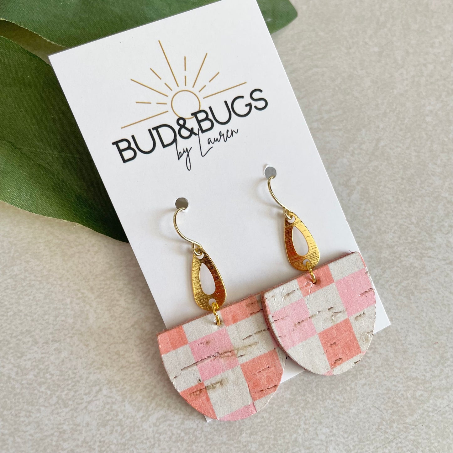 Coral Checkered Dangles
