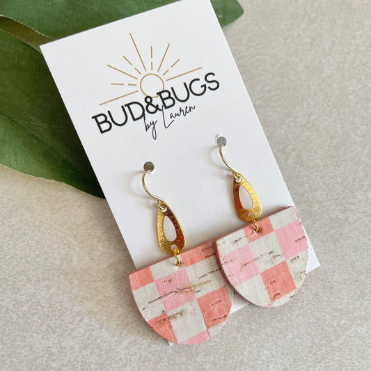 Coral Checkered Dangles