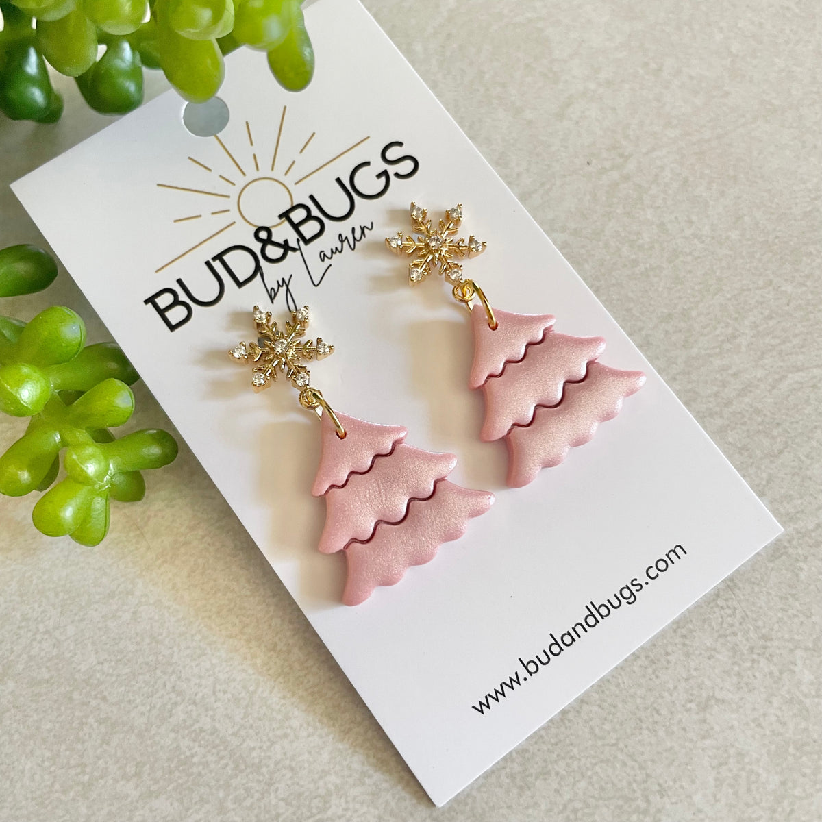 Snowflake Spruce Drop Earrings