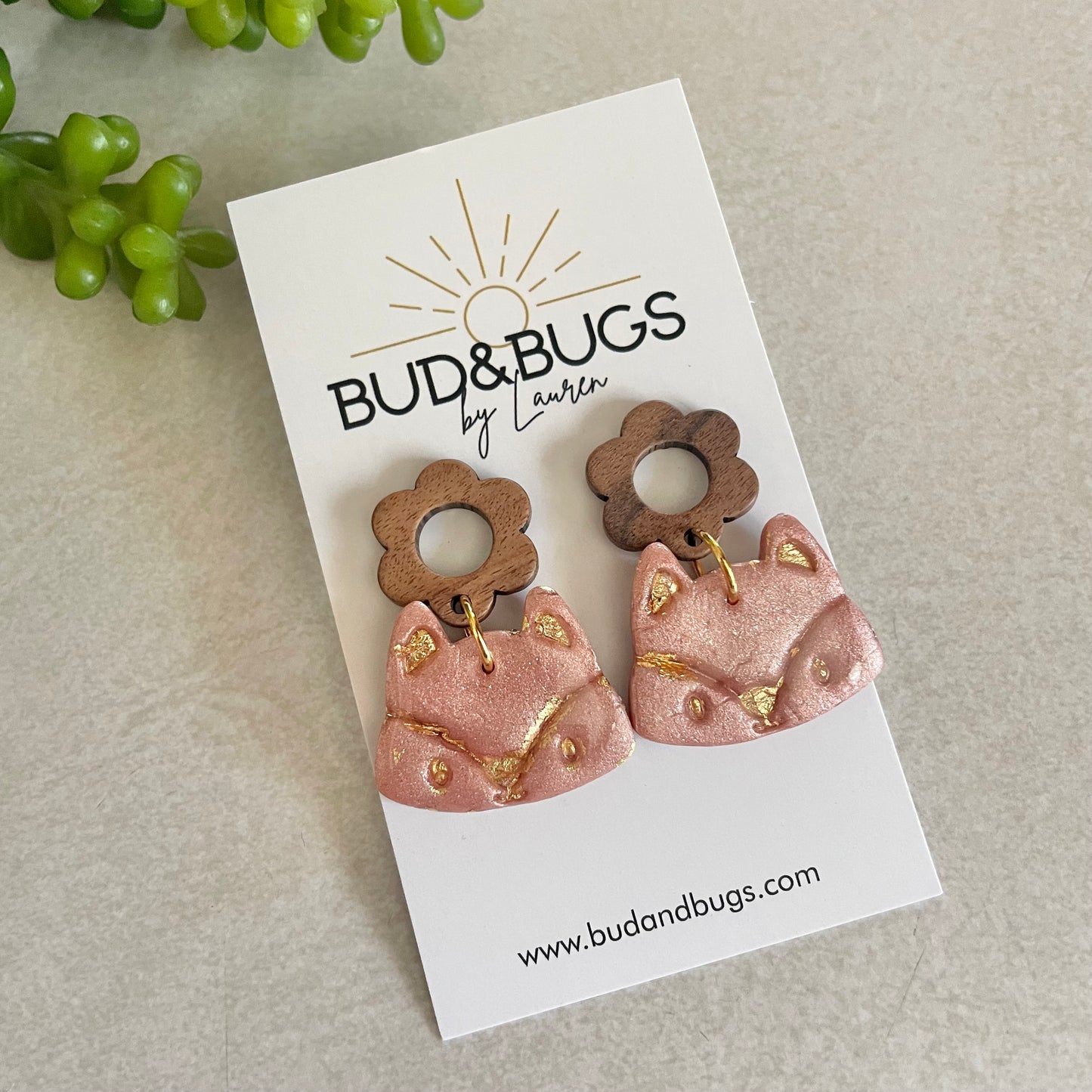 Floral Fox Drop Earrings