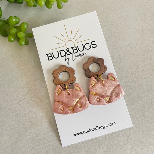 Floral Fox Drop Earrings