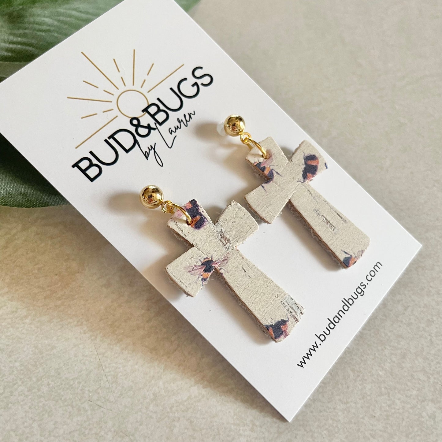 Cross Bumble Drop Earrings