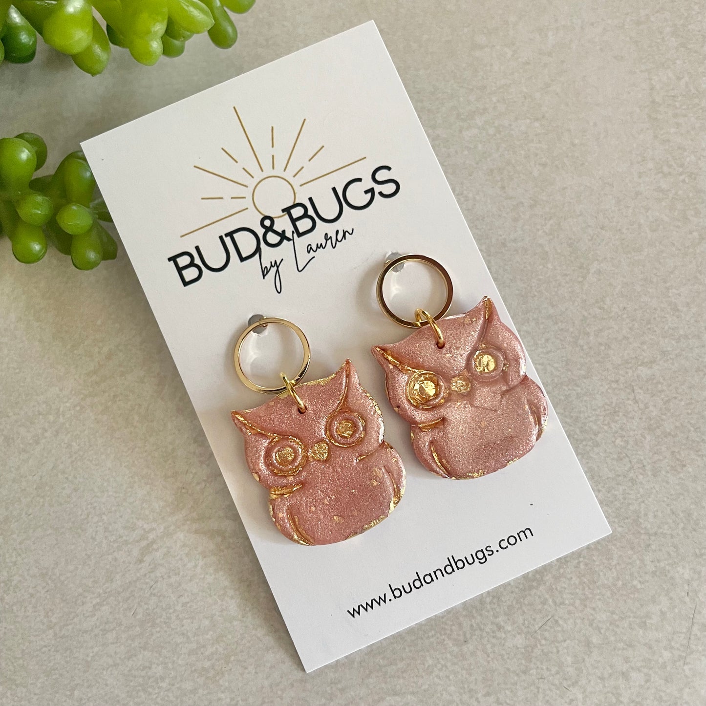 Golden Owl Drop Earrings