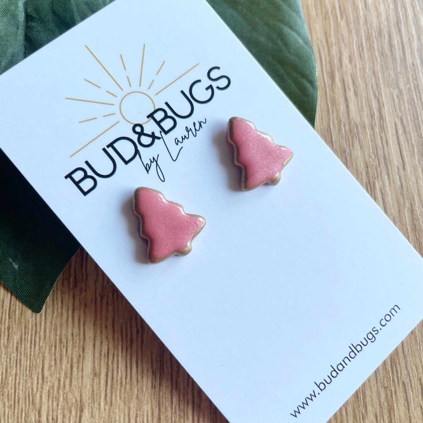 Pink Christmas Studs