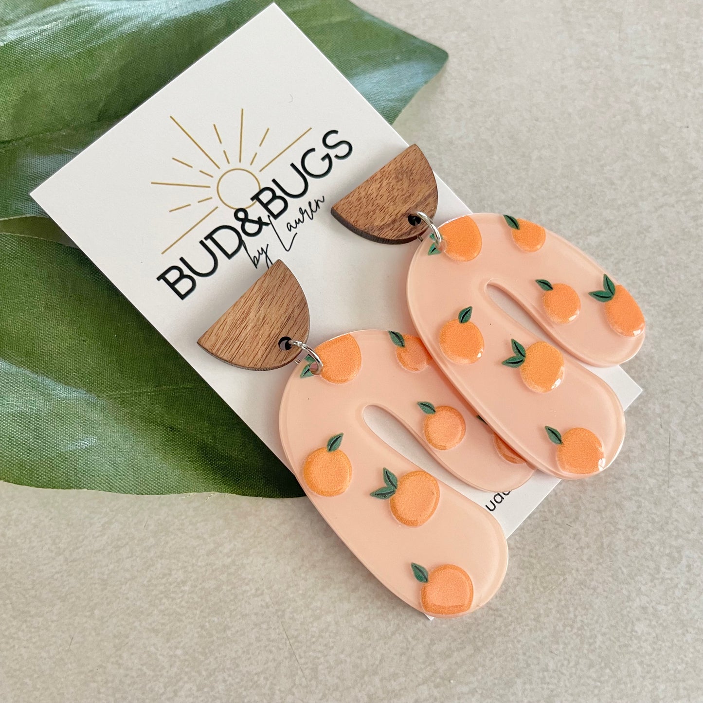 Spring Peach Drop Earrings