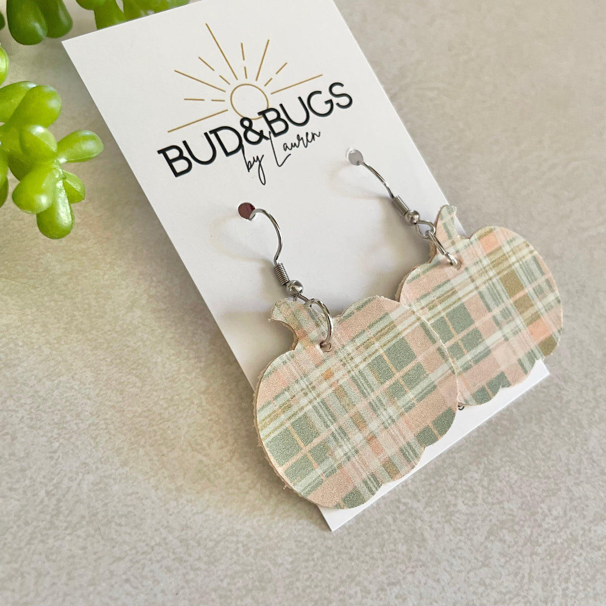 Plaid Pumpkin Dangle Earrings