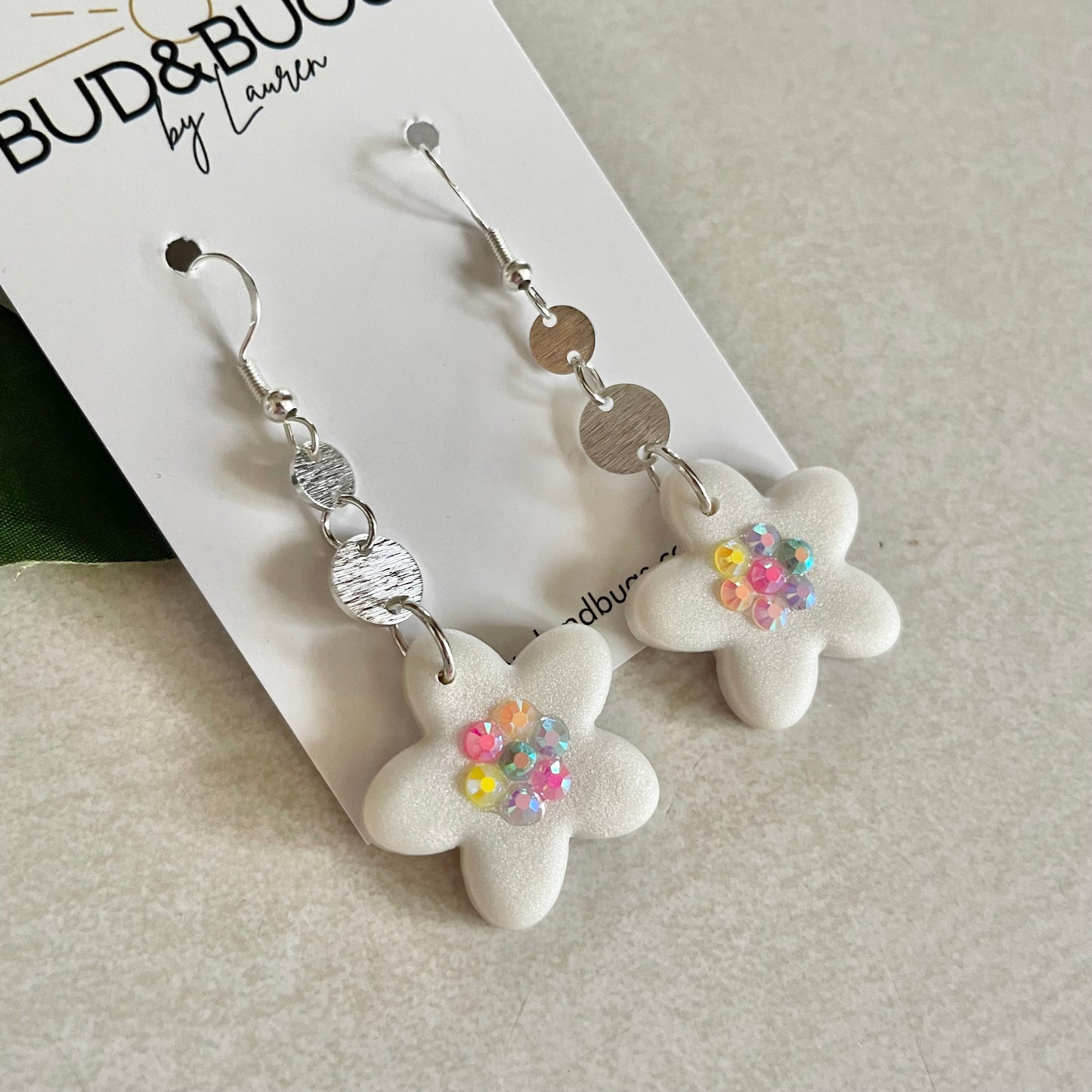 Bejeweled Flower Dangles