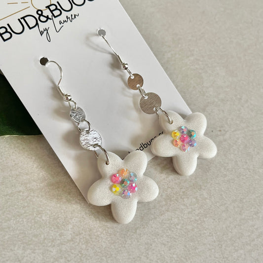 Bejeweled Flower Dangles