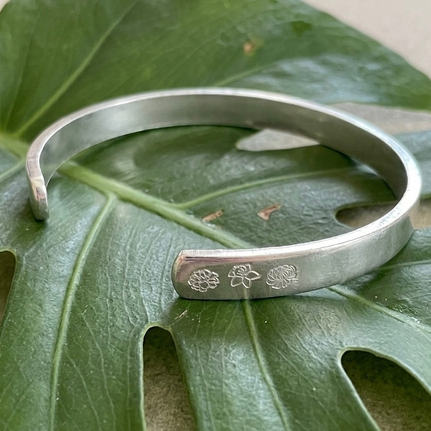Birth Flower Cuff Bangle