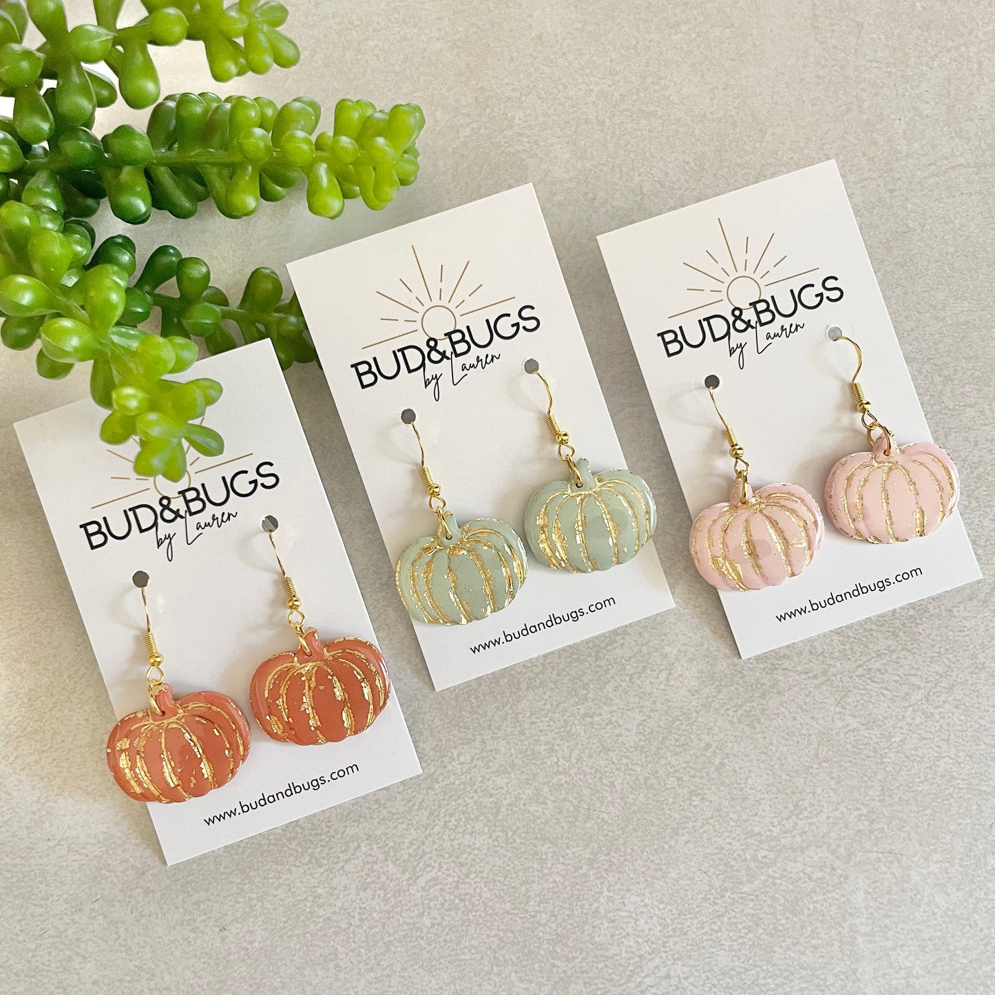 Gold Foil Pumpkin Dangles