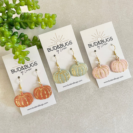 Gold Foil Pumpkin Dangles