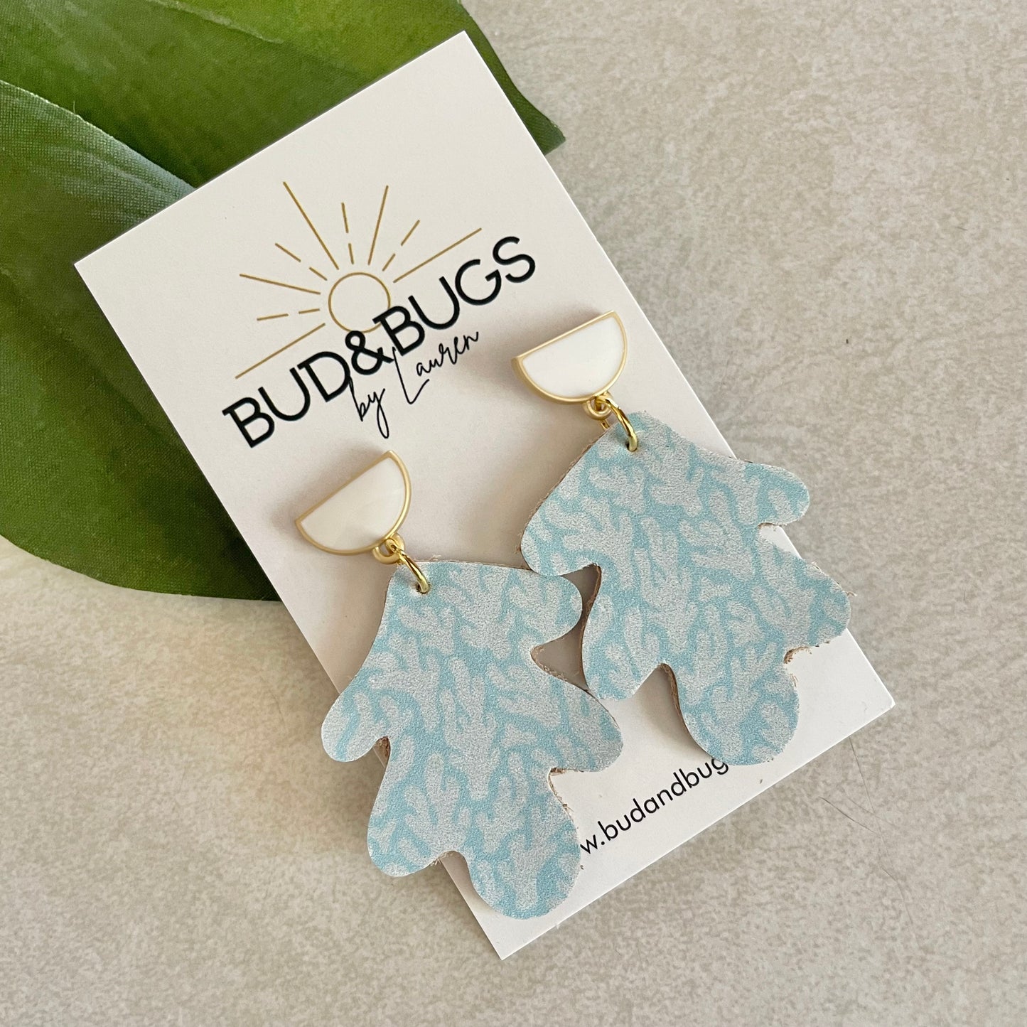 Blue Coral & Pearl Drop Earrings