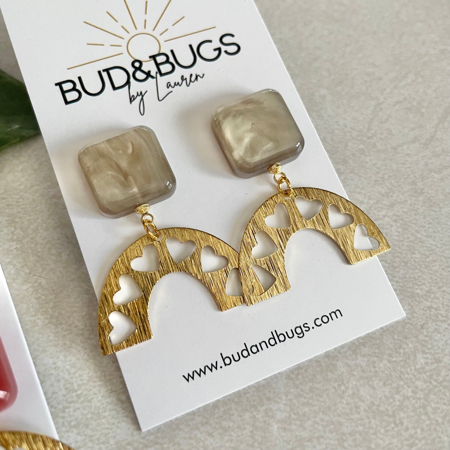 Gold Arch Heart Earrings