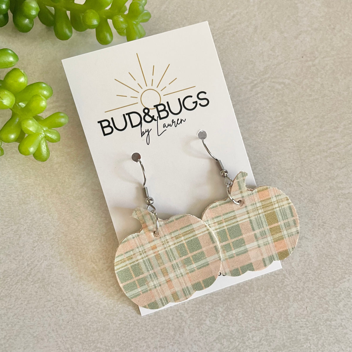 Plaid Pumpkin Dangle Earrings