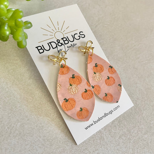 Pumpkin Bow Drop Earrings
