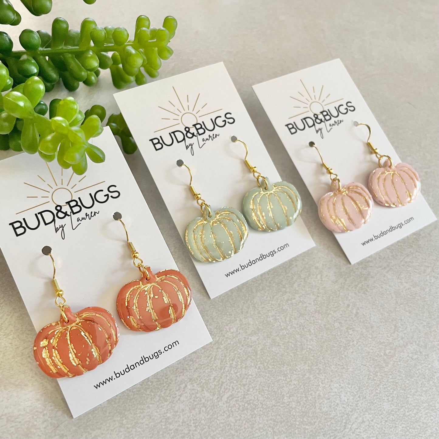 Gold Foil Pumpkin Dangles