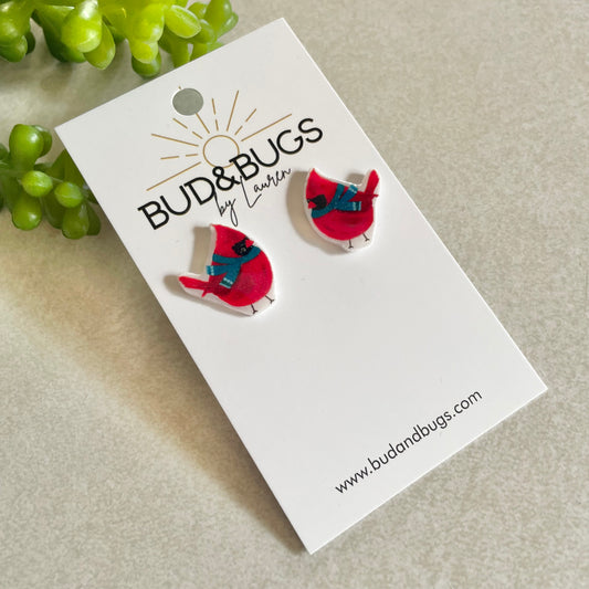 Christmas Cardinal Studs