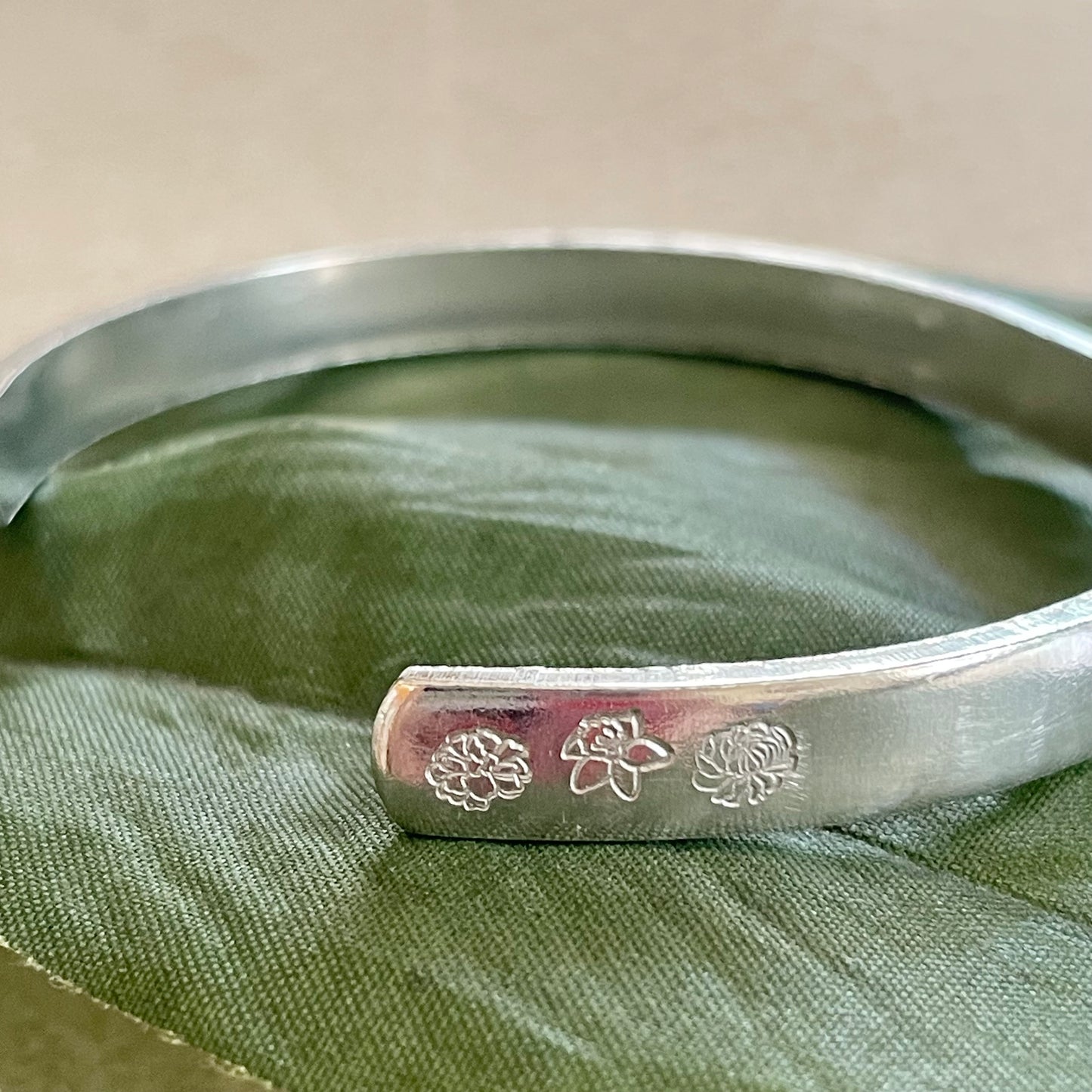 Birth Flower Cuff Bangle