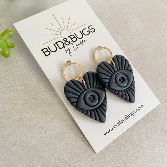 Black Evil Eye Drop Earrings
