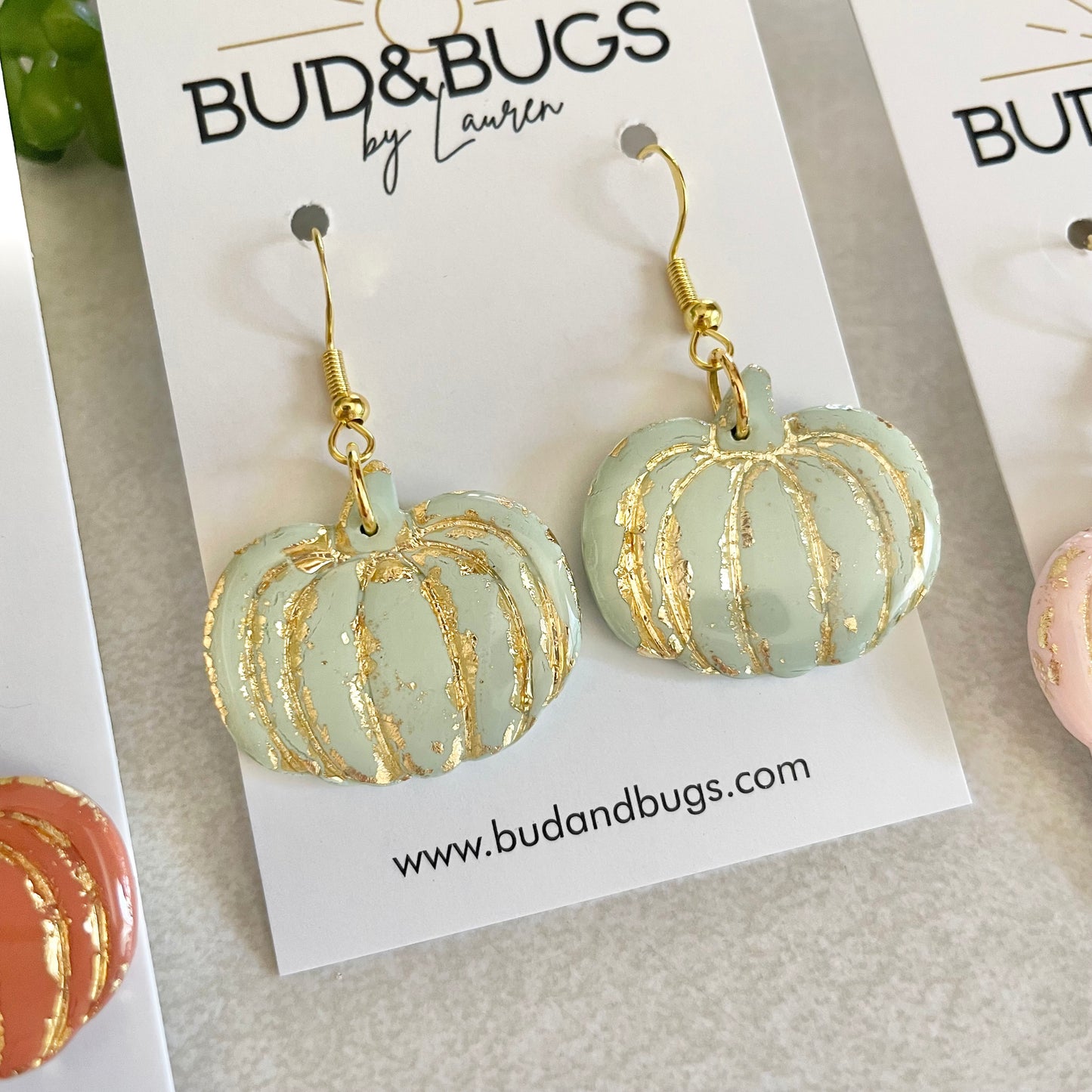 Gold Foil Pumpkin Dangles