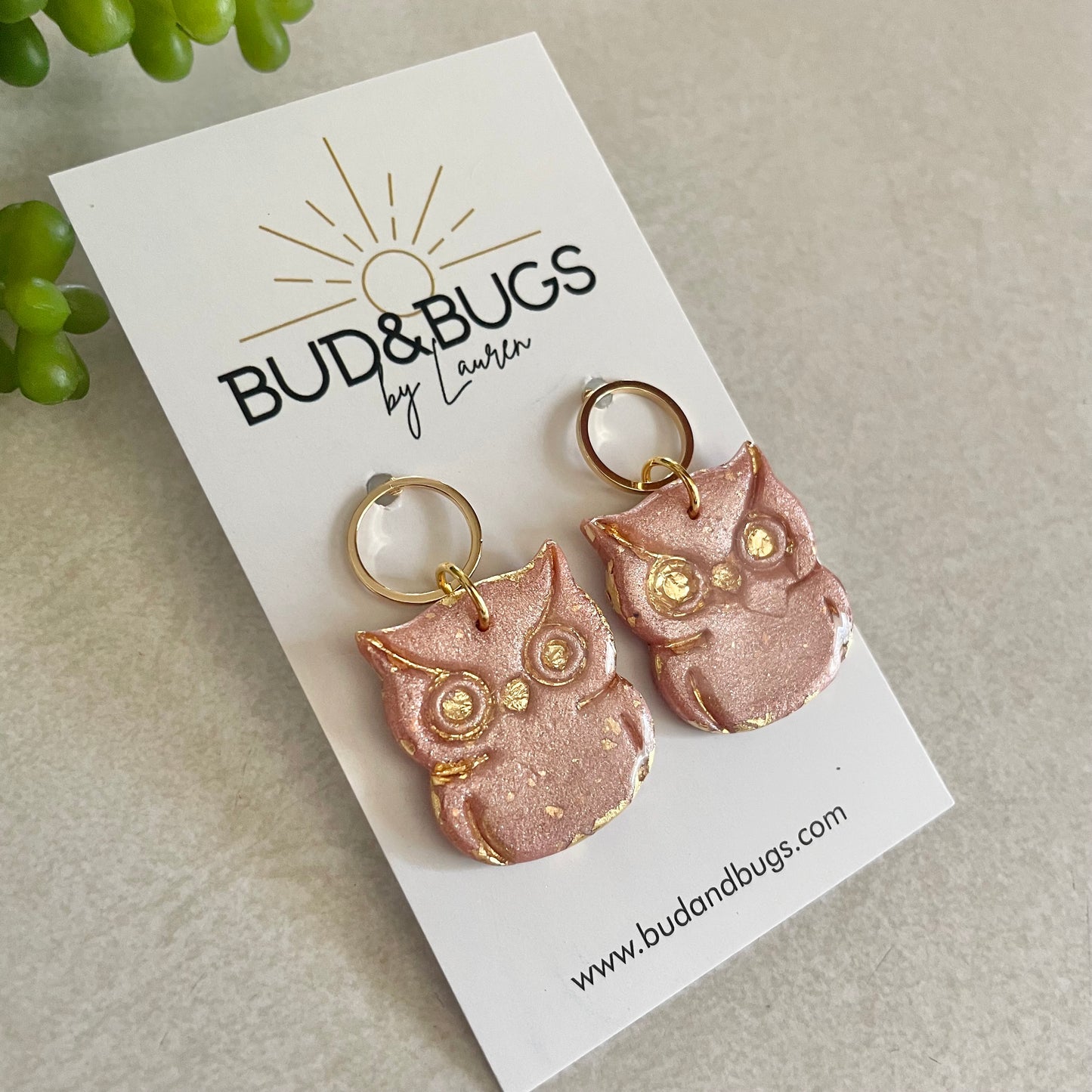 Golden Owl Drop Earrings