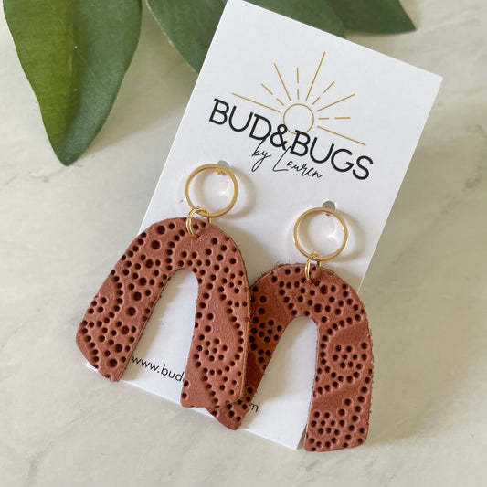 Embossed Leather Drop Earring