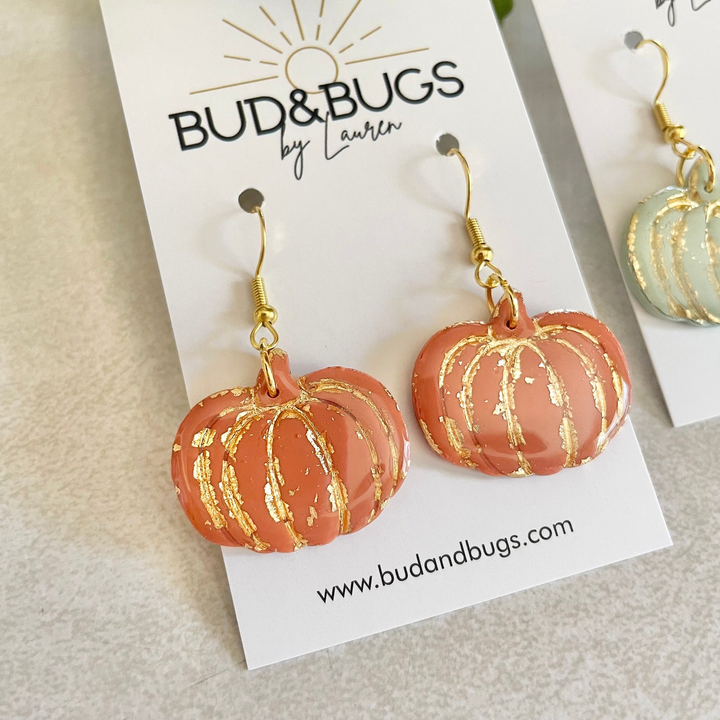 Gold Foil Pumpkin Dangles