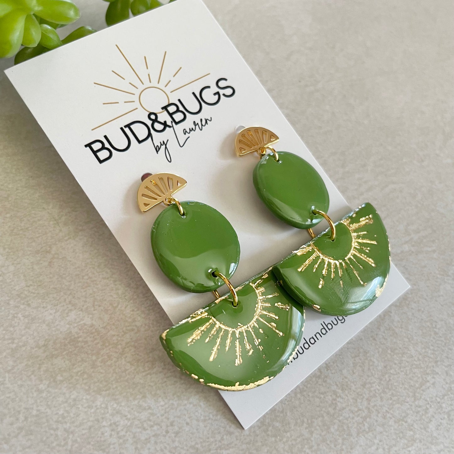 Olive Foil Drop Earrings