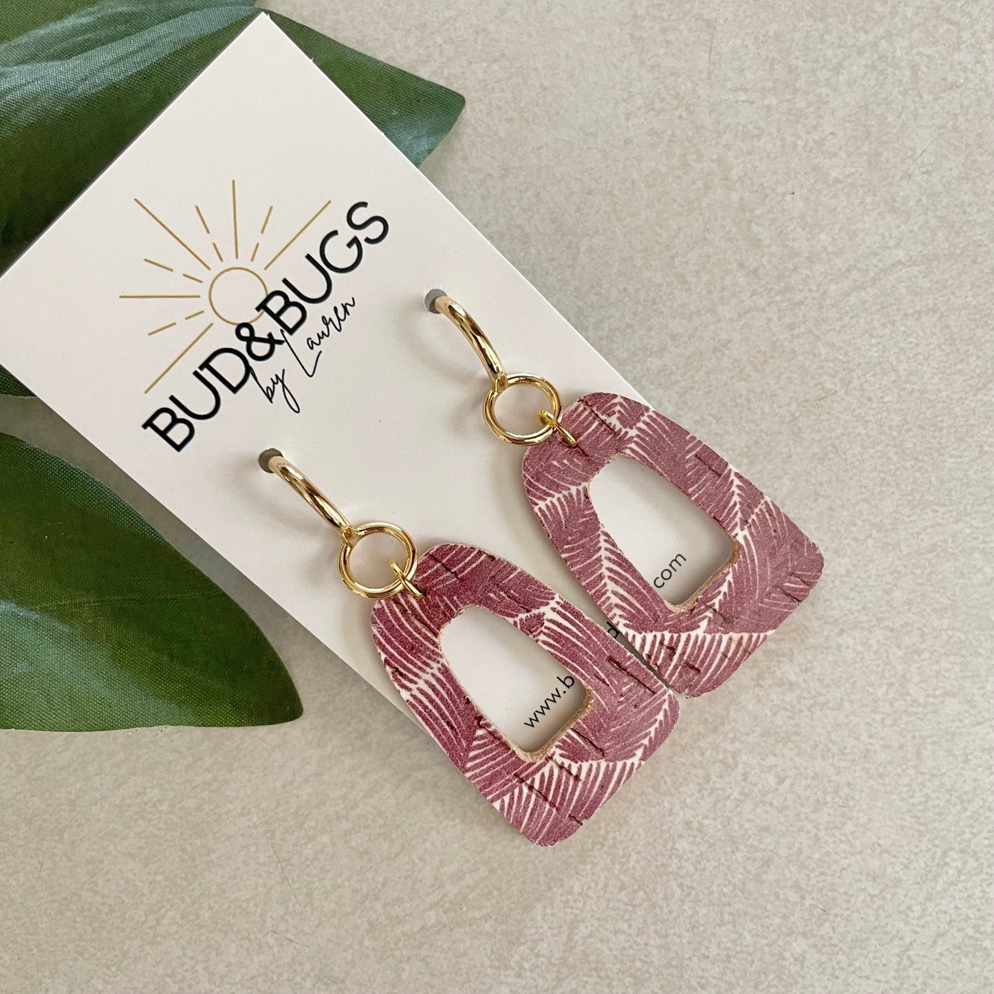 Purple Palm Drop Earrings