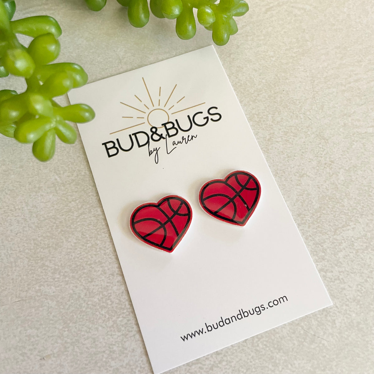 Basketball Heart Studs