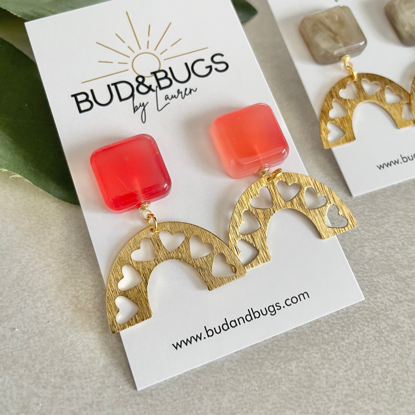 Gold Arch Heart Earrings